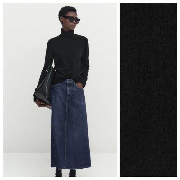 NWT. Massimo Dutti Black Wool/Cashmere Blend Sweater with High Neck. Size M. - Picture 1 of 8